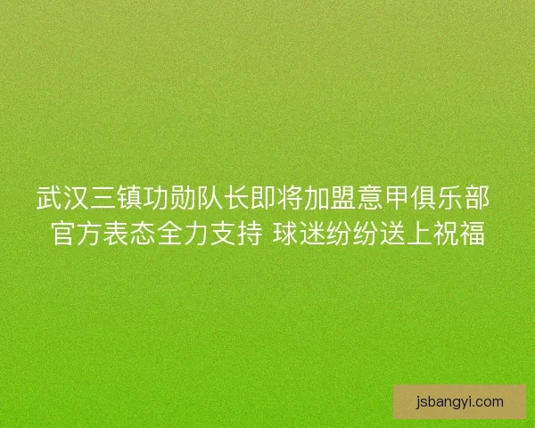 武汉三镇功勋队长即将加盟意甲俱乐部 官方表态全力支持 球迷纷纷送上祝福