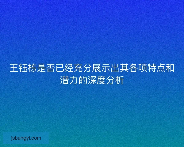 王钰栋是否已经充分展示出其各项特点和潜力的深度分析